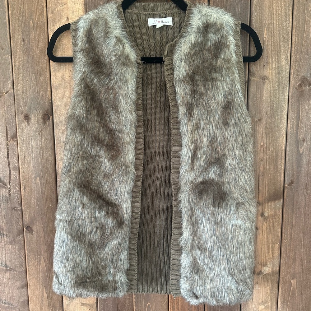 Faux Fur Vest with Knit Back size S